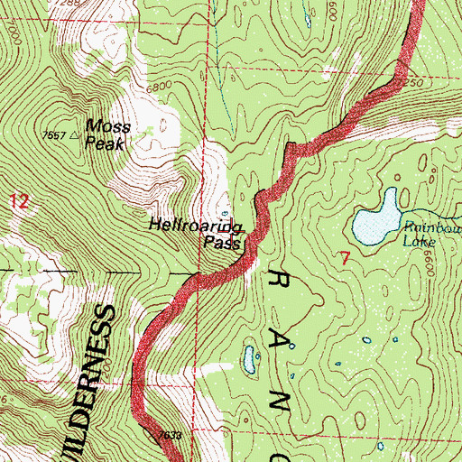Topographic Map of Hellroaring Pass, MT
