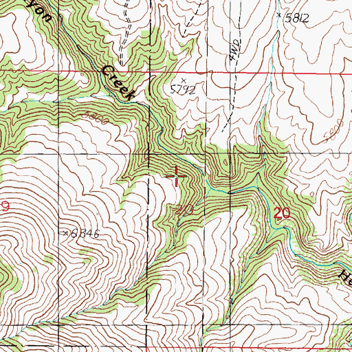 Topographic Map of Hells Canyon, MT