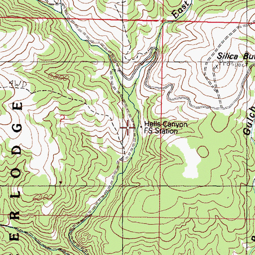 Topographic Map of Hells Canyon Guard Station, MT