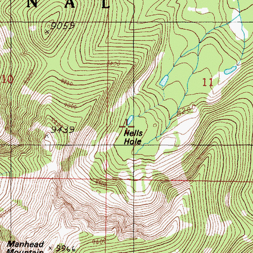 Topographic Map of Hells Hole, MT