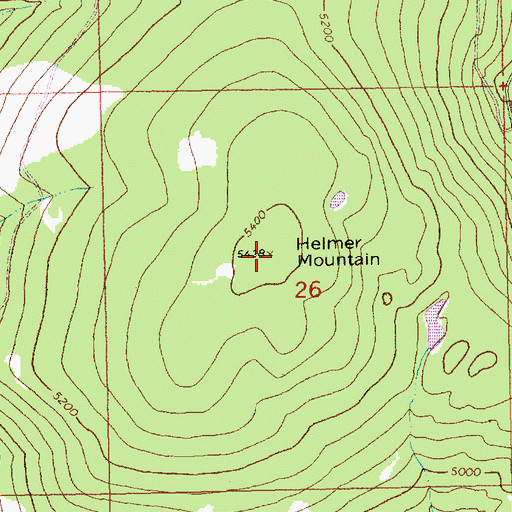Topographic Map of Helmer Mountain, MT