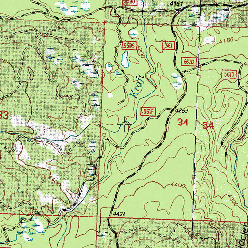 Topographic Map of Hemlock Creek, MT