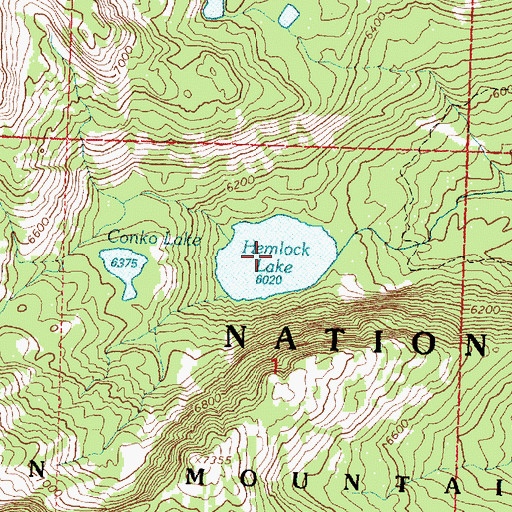 Topographic Map of Hemlock Lake, MT