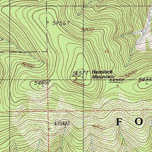 Topographic Map of Hemlock Mountain, MT