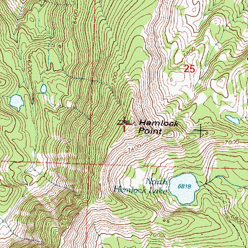 Topographic Map of Hemlock Point, MT