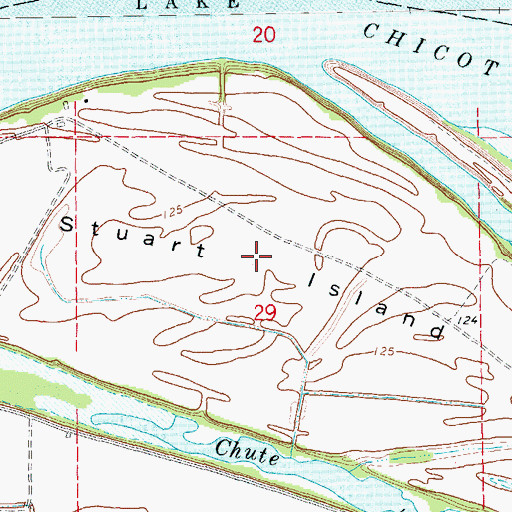 Topographic Map of Stuart Island, AR