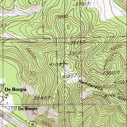 Topographic Map of Henderson Hill, MT