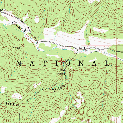 Topographic Map of Henn Gulch, MT