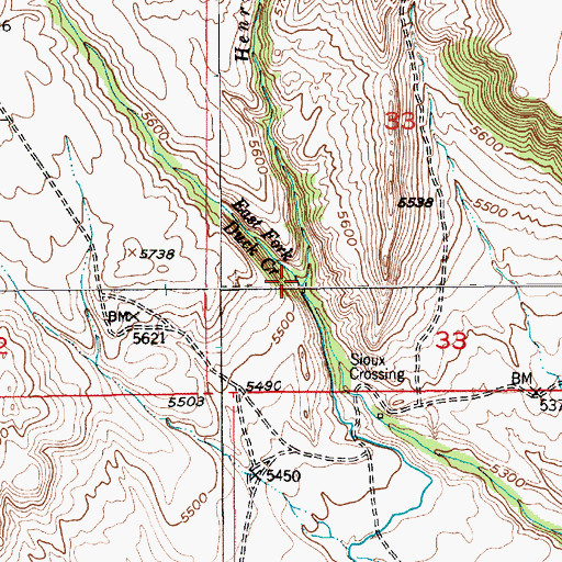 Topographic Map of Henry Creek, MT