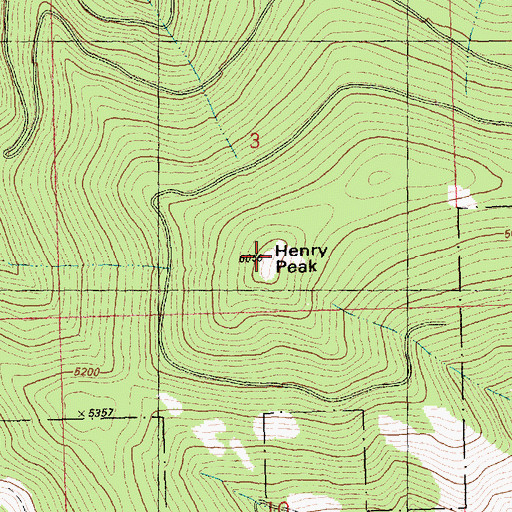 Topographic Map of Henry Peak, MT