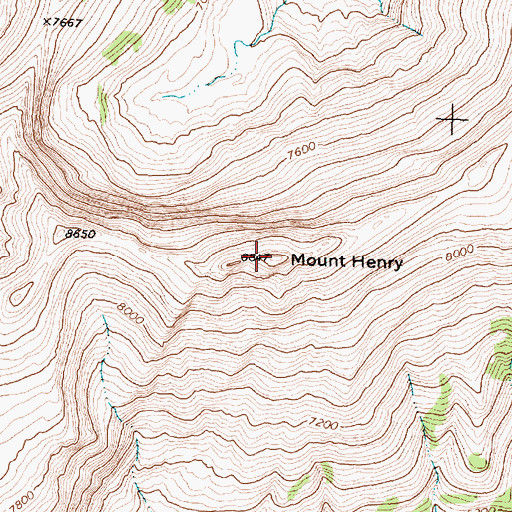 Topographic Map of Mount Henry, MT