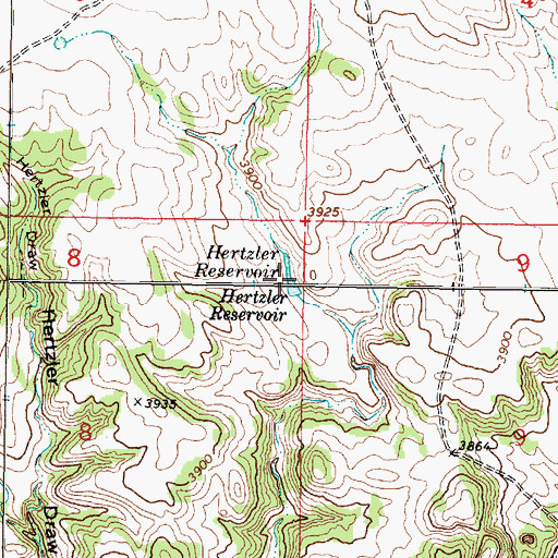 Topographic Map of Hertzler Reservoir, MT