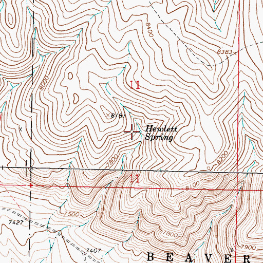 Topographic Map of Hewlett Spring, MT