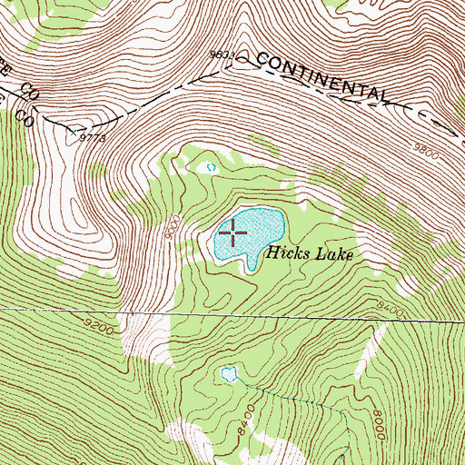 Topographic Map of Hicks Lake, MT