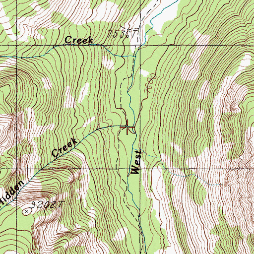 Topographic Map of Hidden Creek, MT
