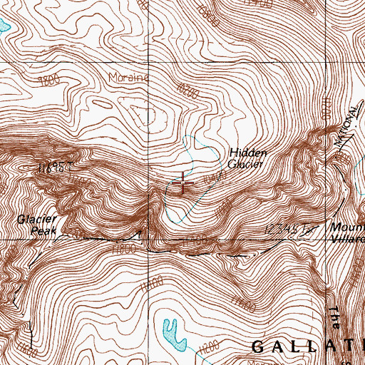 Topographic Map of Hidden Glacier, MT