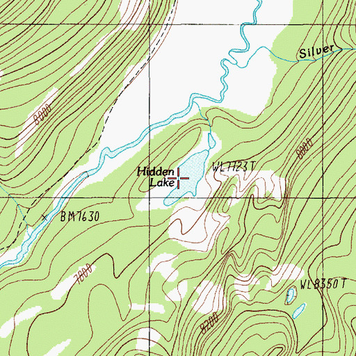 Topographic Map of Hidden Lake, MT