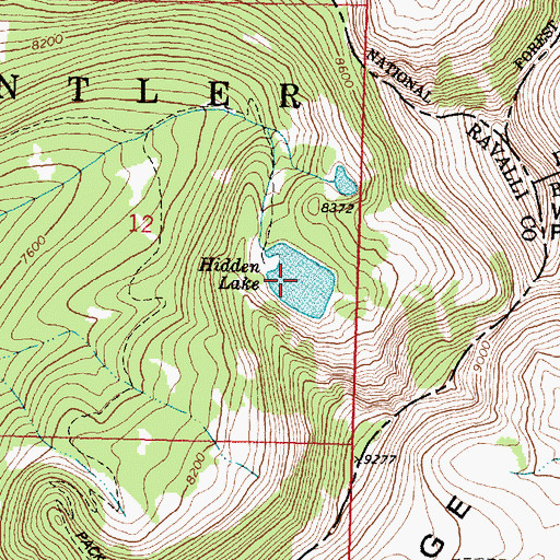 Topographic Map of Hidden Lake, MT