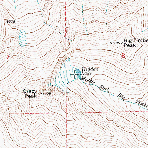 Topographic Map of Hidden Lake, MT