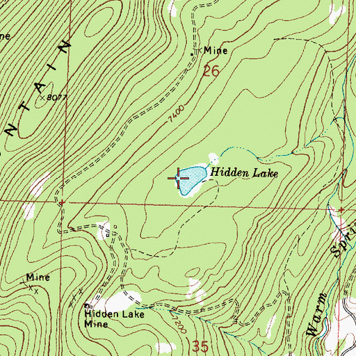 Topographic Map of Hidden Lake, MT