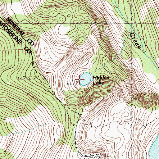 Topographic Map of Hidden Lake, MT