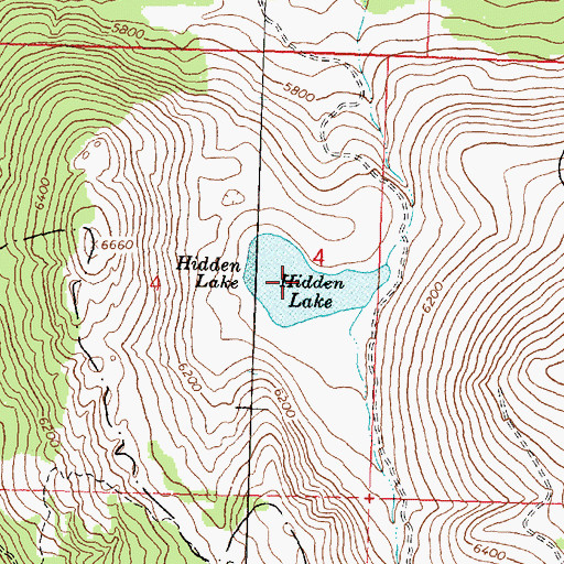 Topographic Map of Hidden Lake, MT