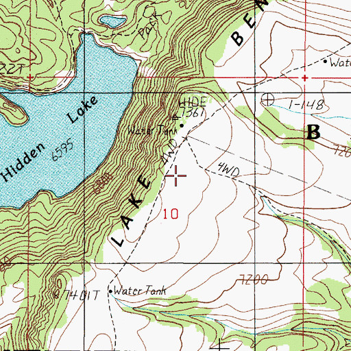 Topographic Map of Hidden Lake Bench, MT