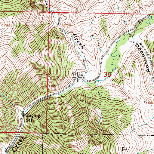 Topographic Map of Hidden Pasture Creek, MT