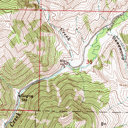 Topographic Map of Hidden Pasture Creek, MT