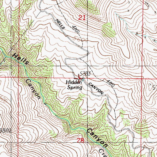 Topographic Map of Hidden Spring, MT