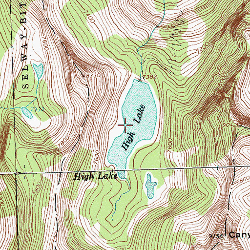 Topographic Map of High Lake, MT