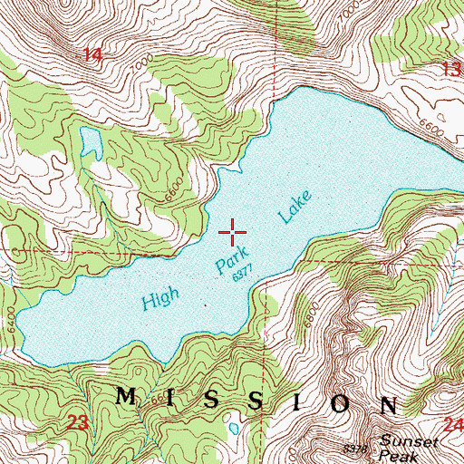 Topographic Map of High Park Lake, MT