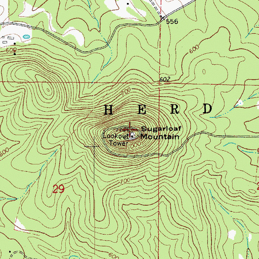 Topographic Map of Sugarloaf Mountain, AR