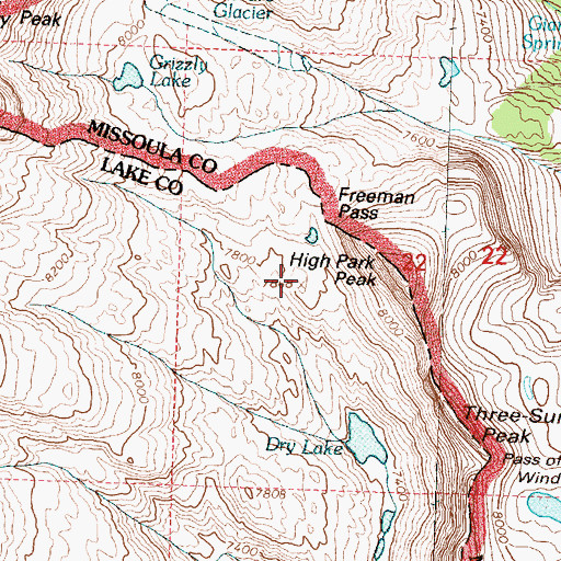 Topographic Map of High Park Peak, MT