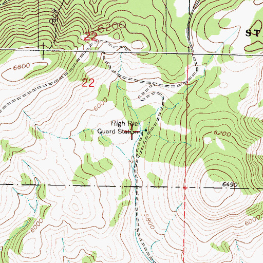 Topographic Map of High Rye Cabin, MT