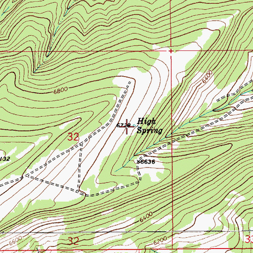 Topographic Map of High Spring, MT