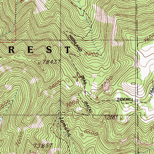 Topographic Map of Highland Trail, MT