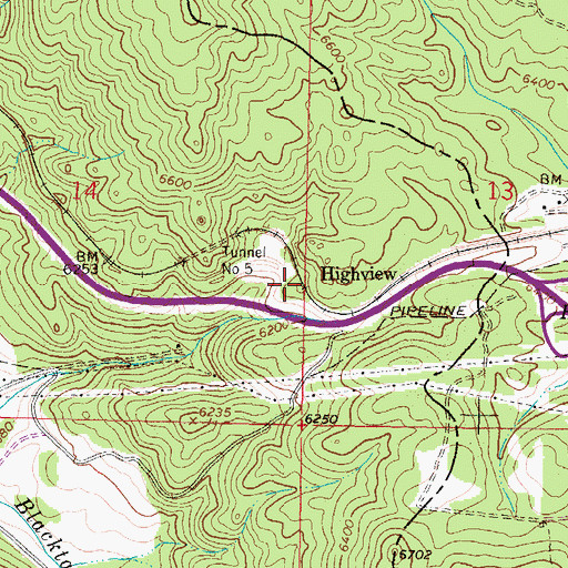 Topographic Map of Highview, MT