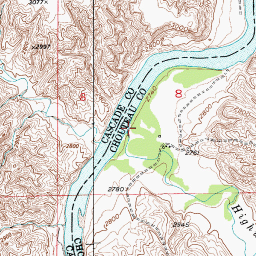 Topographic Map of Highwood Creek, MT