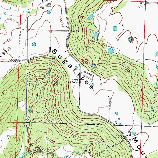 Topographic Map of Sugartree Mountain, AR