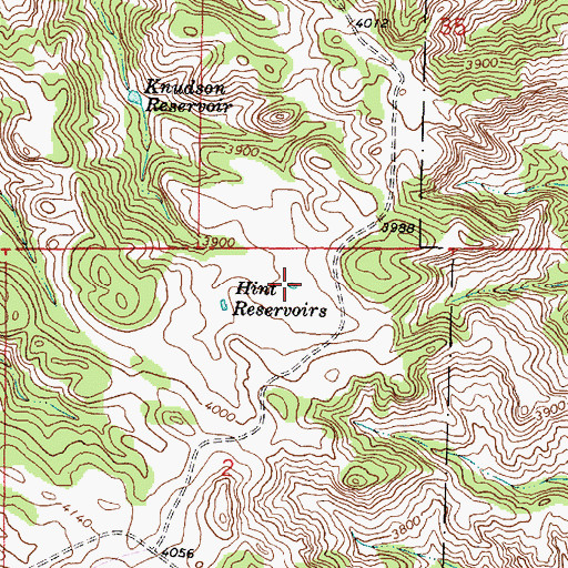 Topographic Map of Hint Reservoirs, MT