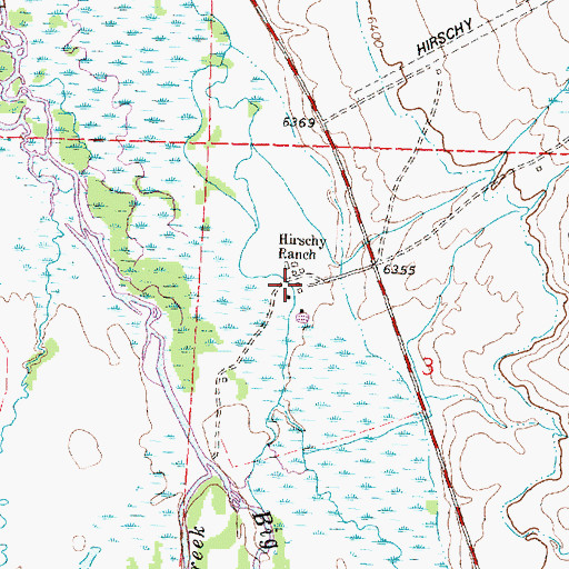 Topographic Map of Hirschy Ranch, MT