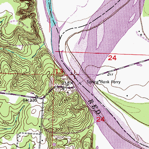 Topographic Map of Sulphur River, AR