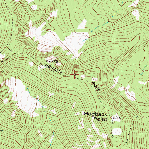 Topographic Map of Hogback Ridge Trail, MT
