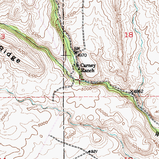 Topographic Map of Hole-In-The-Rock Creek, MT