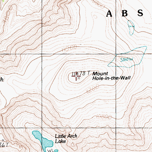 Topographic Map of Mount Hole-in-the-Wall, MT