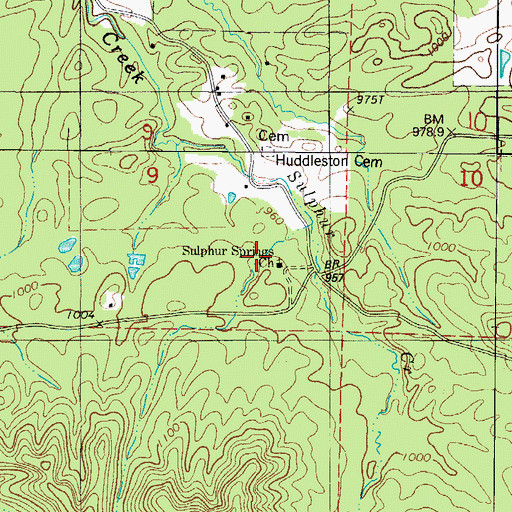 Topographic Map of Sulphur Springs Baptist Church, AR