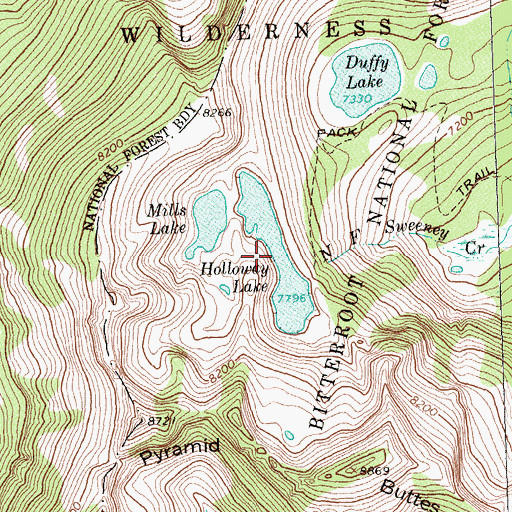 Topographic Map of Holloway Lake, MT