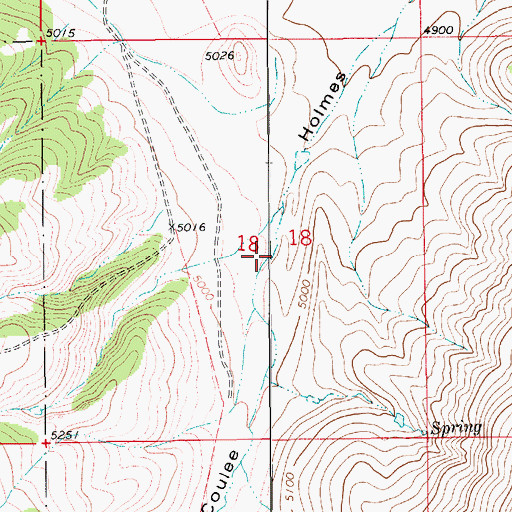 Topographic Map of Holmes Coulee, MT