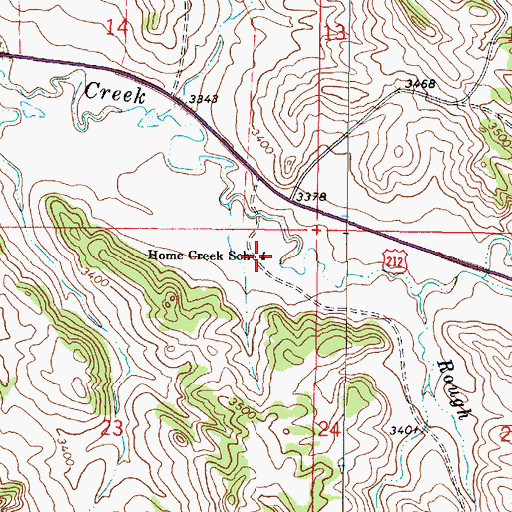 Topographic Map of Home Creek School (historical), MT